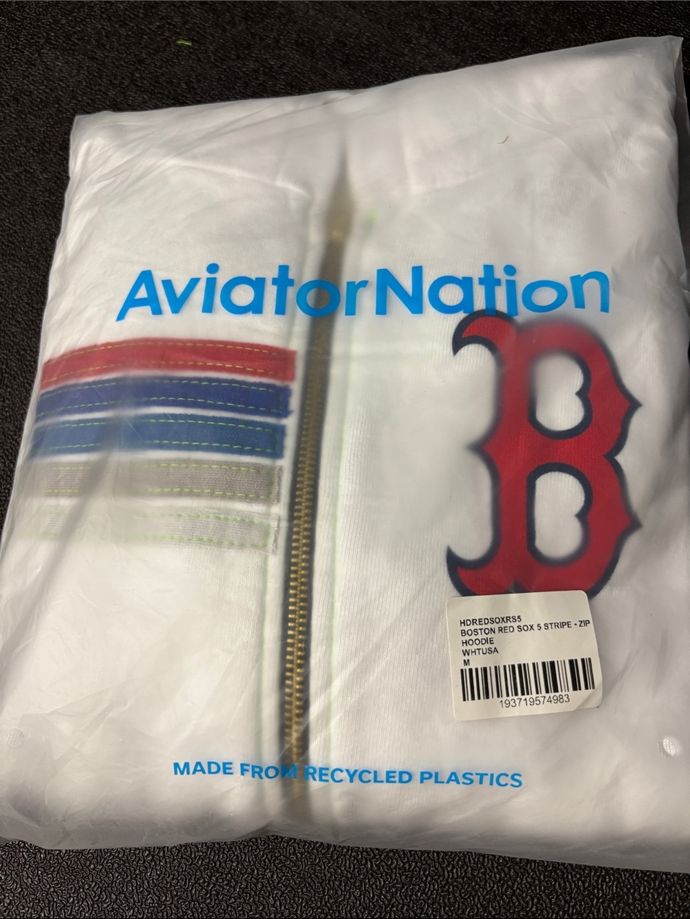 New! Aviator Nation Red Sox 5 Stripe Zip Hoosie